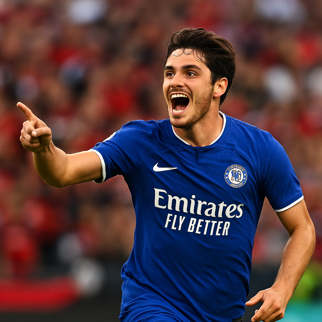 Pedro Neto celebrates Chelsea’s opening goal against Flamengo